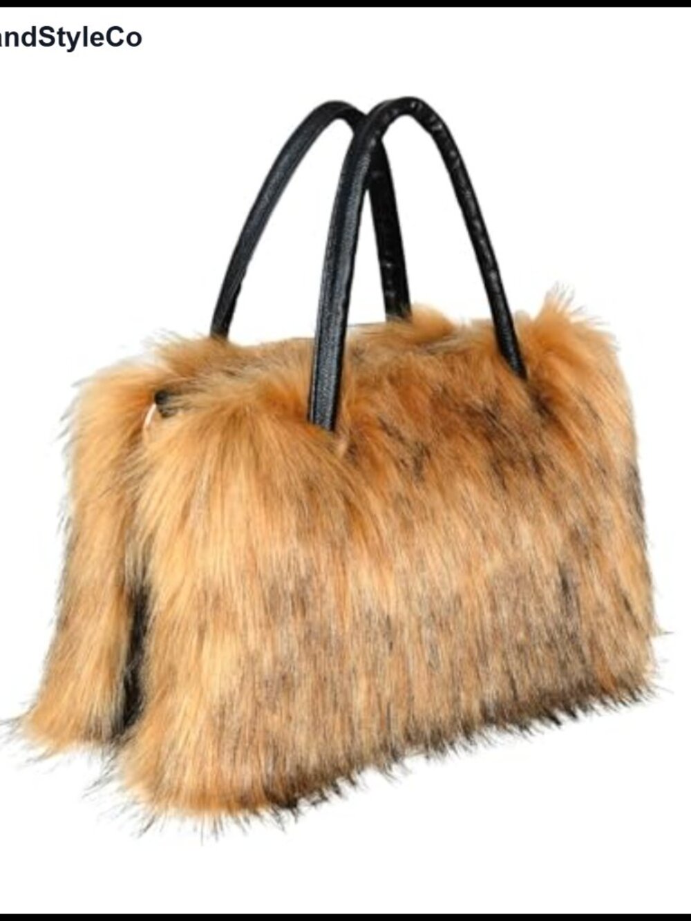 Faux Fur Crossbody Tote Bag with Leather Handle Adjustable Strap